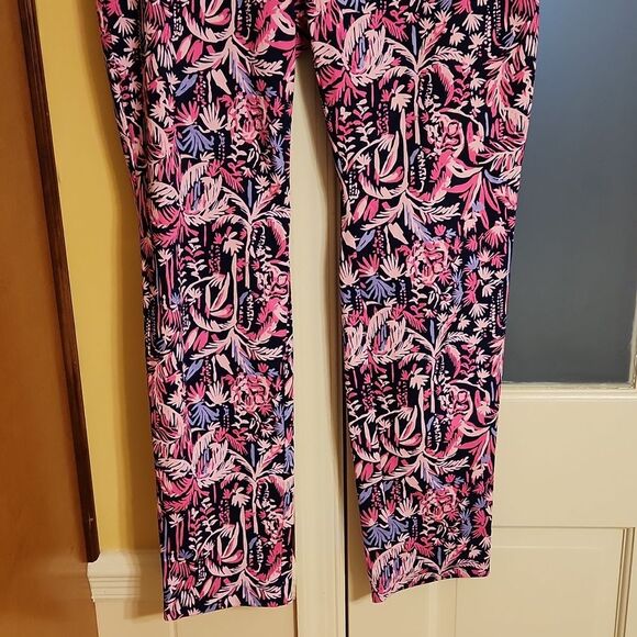 Lilly Pulitzer Kelly Skinny Ankle Pants in "Palm Trees Monkeys" Pink Size 10 - Picture 3 of 8